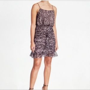 NWT Endless Rose Zebra Print Ruffle Ruched Dress